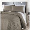 Twin/Twin XL Modern Brick Stitch Microfiber Reversible 2 Piece Comforter Set in Taupe