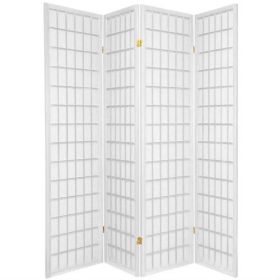 4-Panel Room Divider Oriental Shoji Privacy Screen in White