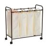 Farmhouse 4 Section Removeable Bag Wheeled Laundry Sorter Cart