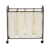 Farmhouse 4 Section Removeable Bag Wheeled Laundry Sorter Cart