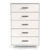 Modern Farmhouse Solid Wood 5 Drawer Bedroom Chest in White Wooden Finish