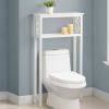 White Solid Wood Over the Toilet 1-Shelf Storage Rack