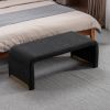 New Boucle Fabric Loveseat Ottoman Footstool Bedroom Bench Shoe Bench With Gold Metal Legs; Black