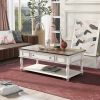 ON-TREND Two-tone Retro Cocktail Table Coffee Table Easy Assembly Movable with Caster Wheels for Livingroom (Antique Gray)