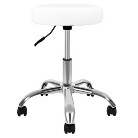 YSSOA Round Stool Chair with Wheels Height Adjustable; White