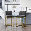 Modern 25inch Counter Height Bar Stools, Dining Chairs with Velvet Upholstered Seat and Backrest for Party, Dining Room, Set of 2