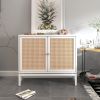 Natural rattan 2 door cabinet; with 1 Adjustable Inner Shelves; rattan; Accent Storage Cabinet