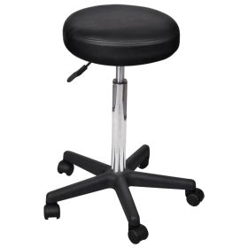 Office Stool Black Faux Leather