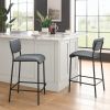 Pu Faux Leather Counter Stools Set of 2; Pub Counter Stool with Back and Footrest; Grey\n(17.5&quot;x19.25&ldquo;x34.5&rdquo;)