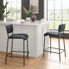 Pu Faux Leather Counter Stools Set of 2; Pub Counter Stool with Back and Footrest; Black (17.5&quot;x19.25&ldquo;x34.5&rdquo;)