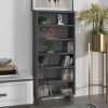 CD Cabinet Dark Gray 17.7"x7.1"x39.4" Solid Wood Pine