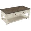 ON-TREND Two-tone Retro Cocktail Table Coffee Table Easy Assembly Movable with Caster Wheels for Livingroom (Antique Gray)