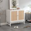 Natural rattan 2 door cabinet; with 1 Adjustable Inner Shelves; rattan; Accent Storage Cabinet