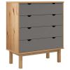 Drawer Cabinet OTTA Brown&Gray 30.1"x15.6"x35.4" Solid Wood Pine