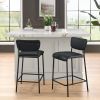 Pu Faux Leather Counter Stools Set of 2; Pub Counter Stool with Back and Footrest; Black (17.5&quot;x19.25&ldquo;x34.5&rdquo;)