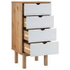 Drawer Cabinet OTTA Brown&White 18.1"x15.6"x35.4" Solid Wood Pine