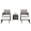 Outdoor 5pcs Combination Sofa Set with  2 Chairs 2 Footstools 1 Coffee Table XH