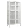 Display Cabinet White 35.4"x15.7"x70.9" Steel and Tempered Glass