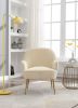 Modern Ergonomics Soft Velvet Fabric Material Accent Chair With Gold Legs And Adjustable Feet Screws For Indoor Home Living Room; Cream White