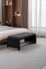 New Boucle Fabric Loveseat Ottoman Footstool Bedroom Bench Shoe Bench With Gold Metal Legs; Black