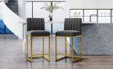 Modern 25inch Counter Height Bar Stools, Dining Chairs with Velvet Upholstered Seat and Backrest for Party, Dining Room, Set of 2