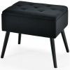 Velvet Storage Ottoman with Solid Wood Legs for Living Room Bedroom