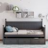 Wood Daybed with Three Drawers ; Twin Size Daybed; No Box Spring Needed ; Gray