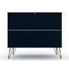 Manhattan Comfort Rockefeller Mid-Century- Modern Dresser with 3-Drawers in Tatiana Midnight Blue