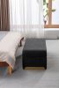 New Boucle Fabric Loveseat Ottoman Footstool Bedroom Bench Shoe Bench With Gold Metal Legs; Black