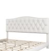 Upholstered Platform Bed with Saddle Curved Headboard and Diamond Tufted Details, King, Beige