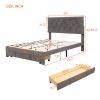 Full Size Storage Bed Velvet Upholstered Platform Bed with a Big Drawer - Grey