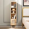 4 Tiers Rattan Storage Cabinet with Slim Design