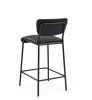 Pu Faux Leather Counter Stools Set of 2; Pub Counter Stool with Back and Footrest; Black (17.5&quot;x19.25&ldquo;x34.5&rdquo;)