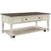 ON-TREND Two-tone Retro Cocktail Table Coffee Table Easy Assembly Movable with Caster Wheels for Livingroom (Antique Gray)