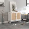 Natural rattan 2 door cabinet; with 1 Adjustable Inner Shelves; rattan; Accent Storage Cabinet