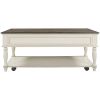 ON-TREND Two-tone Retro Cocktail Table Coffee Table Easy Assembly Movable with Caster Wheels for Livingroom (Antique Gray)