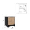 Canby 2 Piece Bedroom Set, Nightstand + Drawer Dresser, Black / Pine / Light Oak