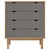 Drawer Cabinet OTTA Brown&Gray 30.1"x15.6"x35.4" Solid Wood Pine