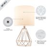 15" Desk/Table Lamps w Cage Bases for Home or Office, Rose Gold, Set of 2