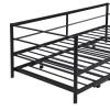 Twin Size Metal Daybed with Adjustable Trundle; Pop Up Trundle; Black