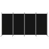 4-Panel Room Divider Black 136.2"x70.9" Fabric