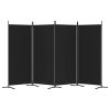 4-Panel Room Divider Black 136.2"x70.9" Fabric