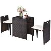 3 Pcs Cushioned Outdoor Wicker Patio Set