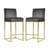 Modern 25inch Counter Height Bar Stools, Dining Chairs with Velvet Upholstered Seat and Backrest for Party, Dining Room, Set of 2