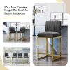 Modern 25inch Counter Height Bar Stools, Dining Chairs with Velvet Upholstered Seat and Backrest for Party, Dining Room, Set of 2