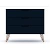 Manhattan Comfort Rockefeller Mid-Century- Modern Dresser with 3-Drawers in Tatiana Midnight Blue