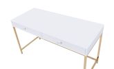 Ottey Vanity Desk in White High Gloss &amp; Gold Finish AC00899