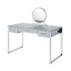 Myles Vanity Set w/USB Port; Antique White &amp; Chrome Finish AC00840