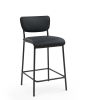 Pu Faux Leather Counter Stools Set of 2; Pub Counter Stool with Back and Footrest; Black (17.5&quot;x19.25&ldquo;x34.5&rdquo;)