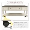 ON-TREND Two-tone Retro Cocktail Table Coffee Table Easy Assembly Movable with Caster Wheels for Livingroom (Antique Gray)